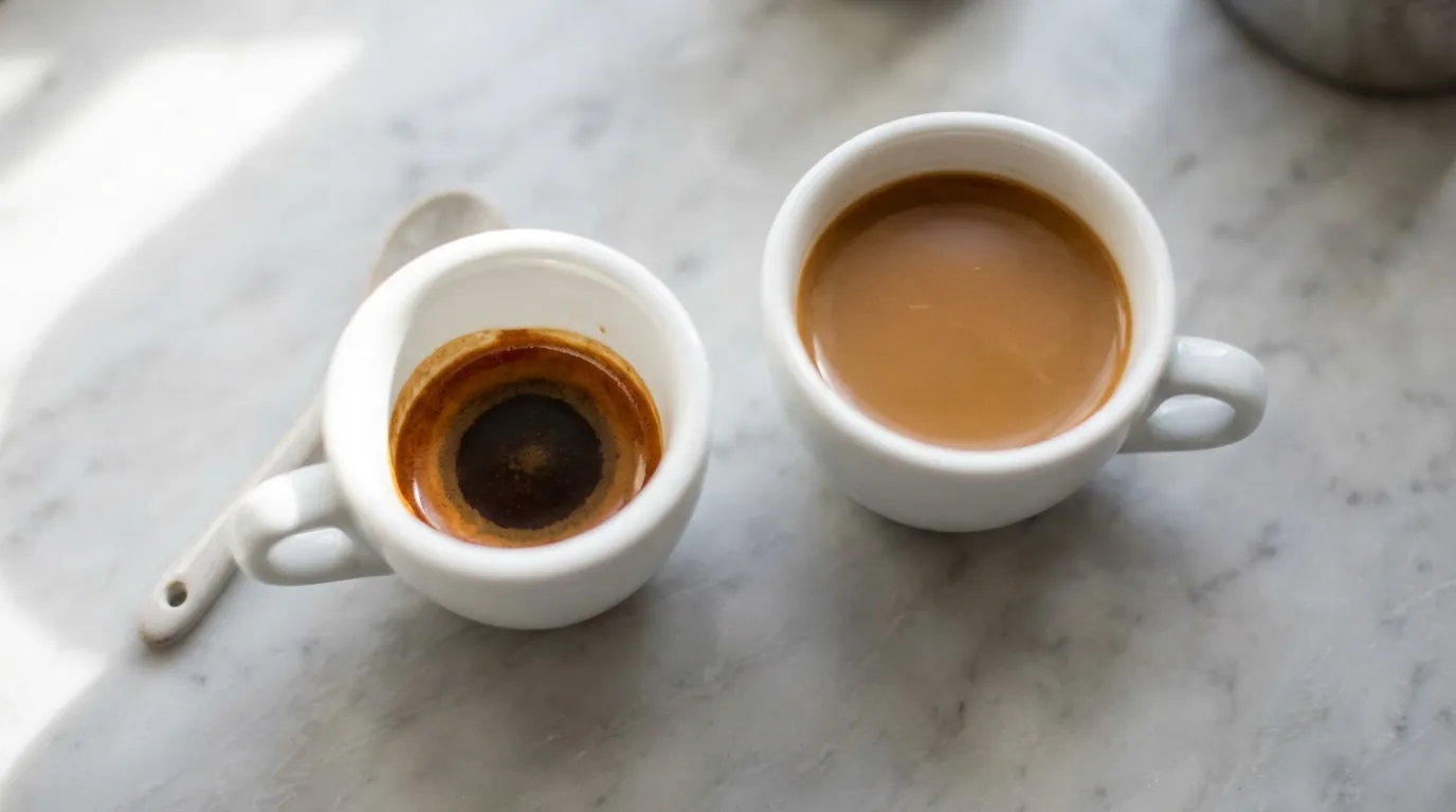 Porównanie mocy kawy — koncentrowany ristretto vs rozcieńczony americano