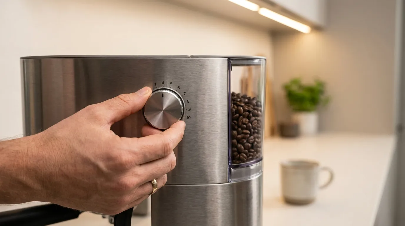 Ręczna regulacja stopnia mielenia na młynku do kawy