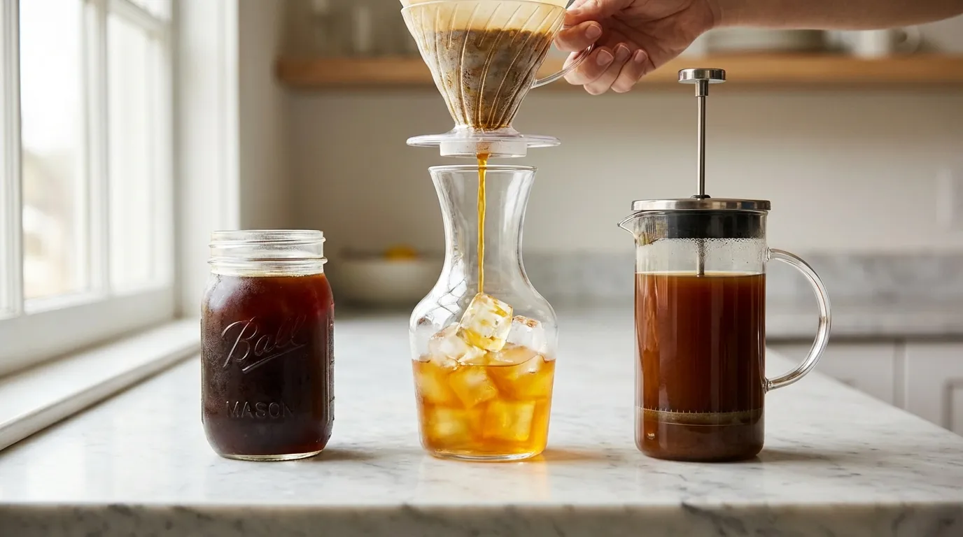 Trzy metody kawy na zimno — cold brew, Japanese iced coffee, French press